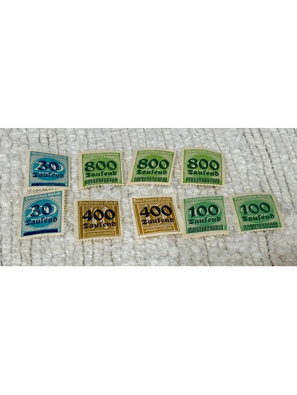 1923 German Weimar Republic hyperinflation overprint postage stamps